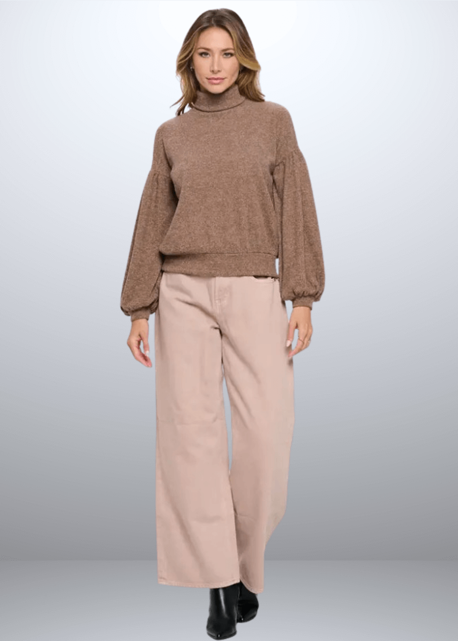 Gloria Puff Sleeve Turtle Neck Sweater