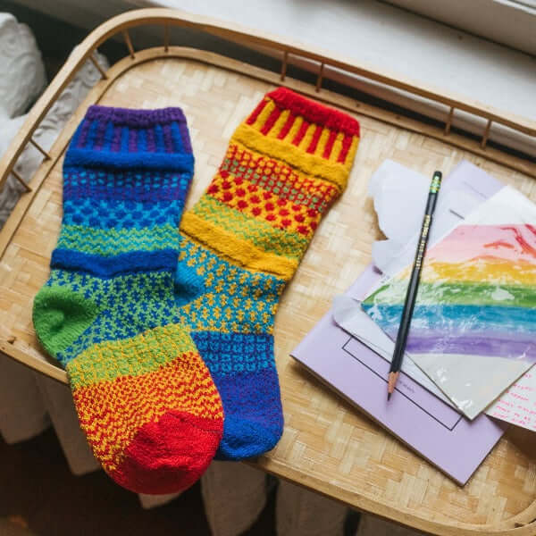 RAINBOW Knitted Crew Socks Made in USA