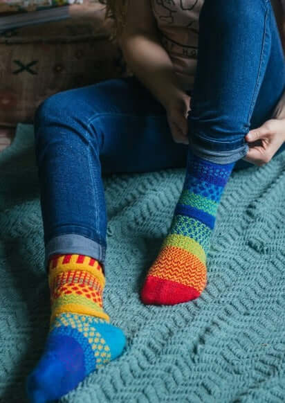 RAINBOW Knitted Crew Socks Made in USA