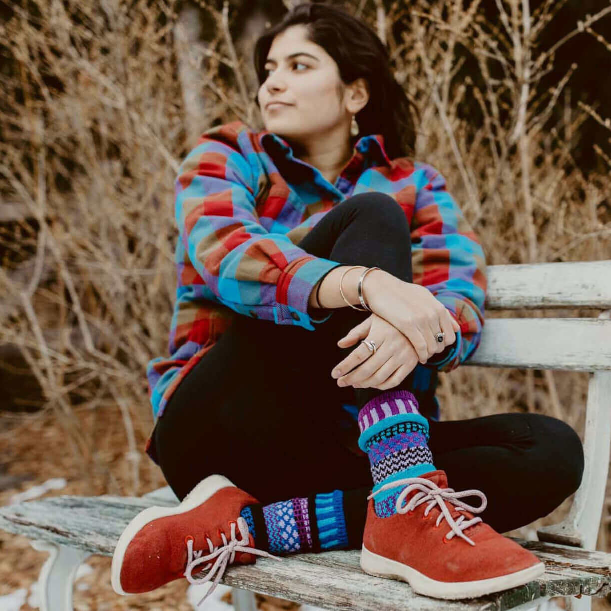 RASPBERRY Knitted Crew Socks Made in USA