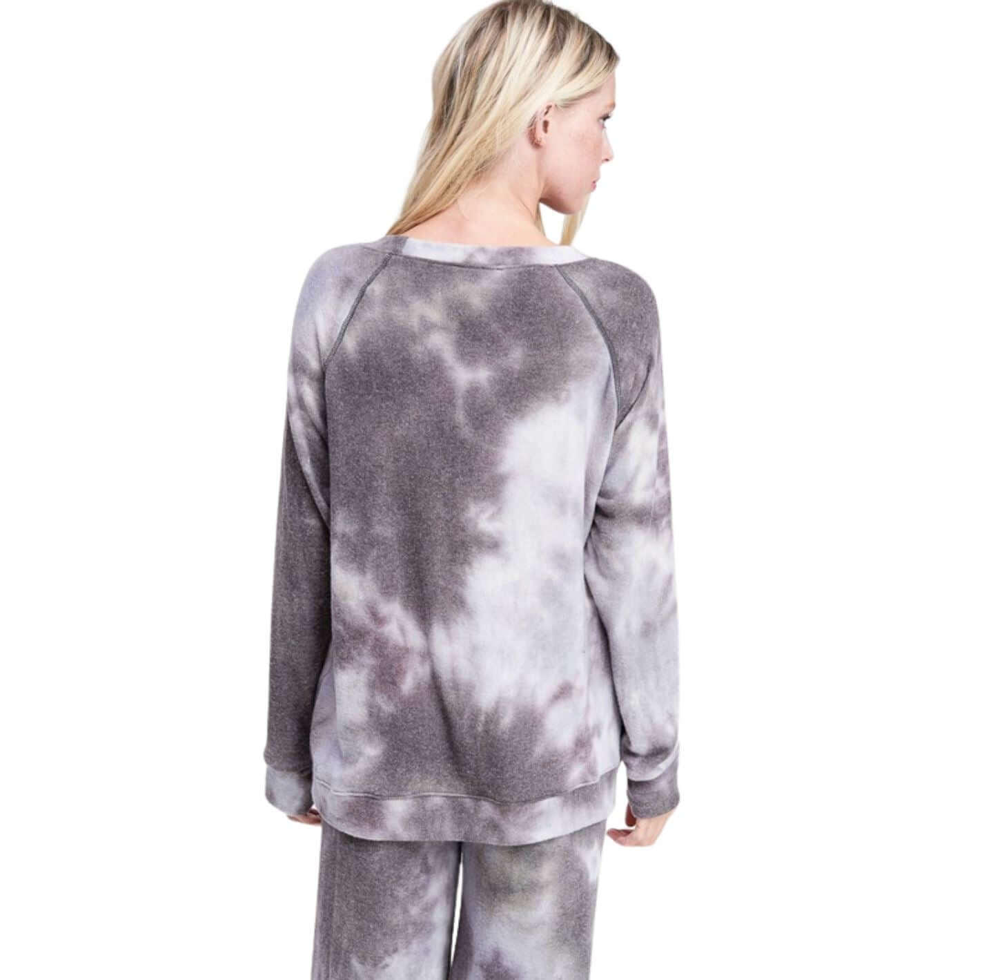 Plush Gray & Lavender Tie Dye Lounge Set Made in USA