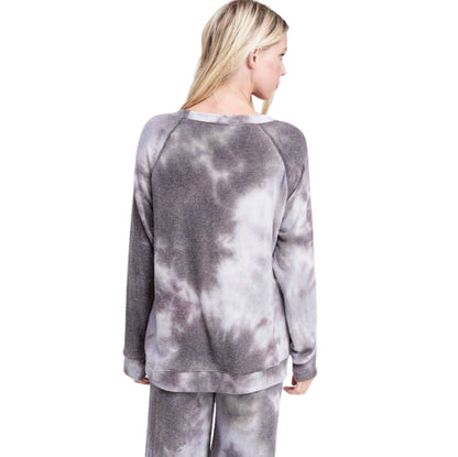 Plush Gray & Lavender Tie Dye Lounge Set Made in USA