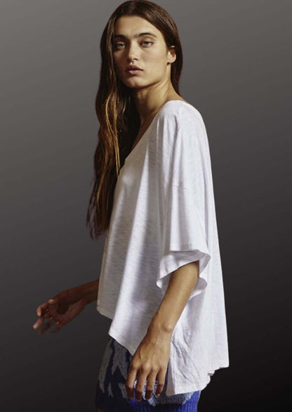 V-Neck Boxy Slub Tee Made in USA