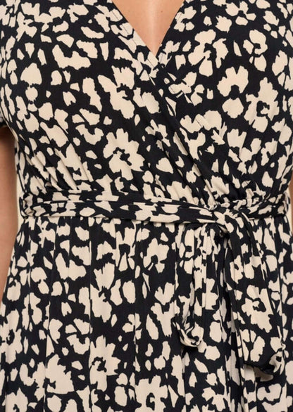 Black & Tan Floral Printed Maxi Dress