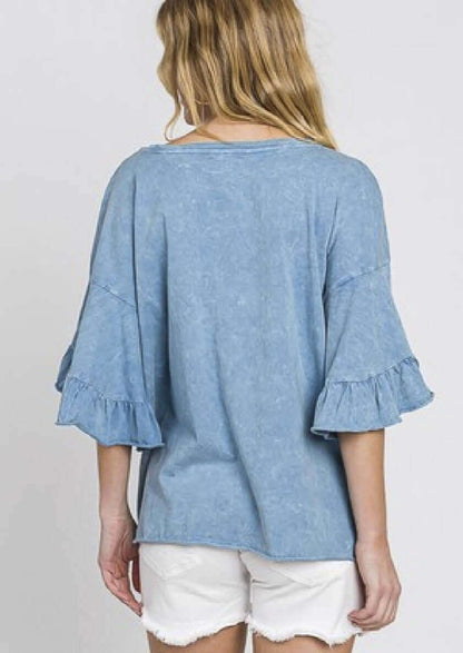 Tulip Sleeve Mineral Washed Tee Made in USA