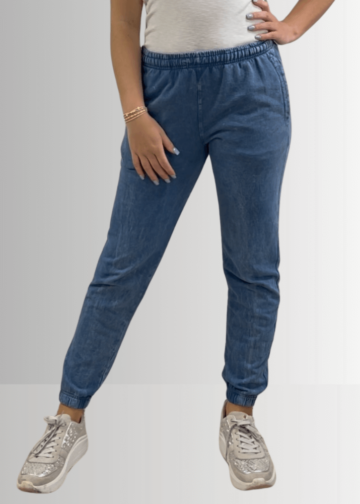 All Day French Terry Pocket Joggers in Light Denim