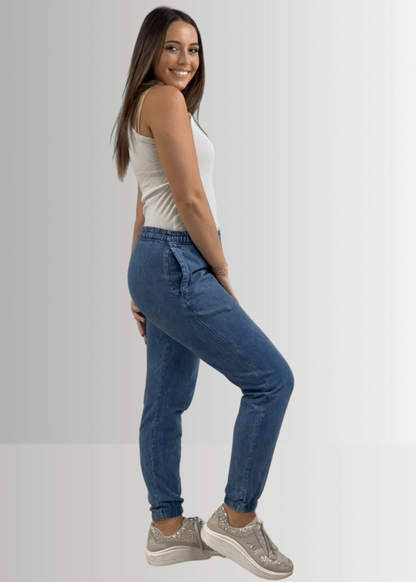 All Day French Terry Pocket Joggers in Light Denim