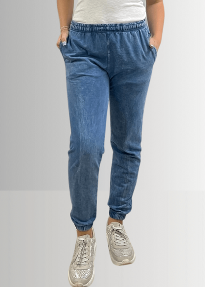 All Day French Terry Pocket Joggers in Light Denim