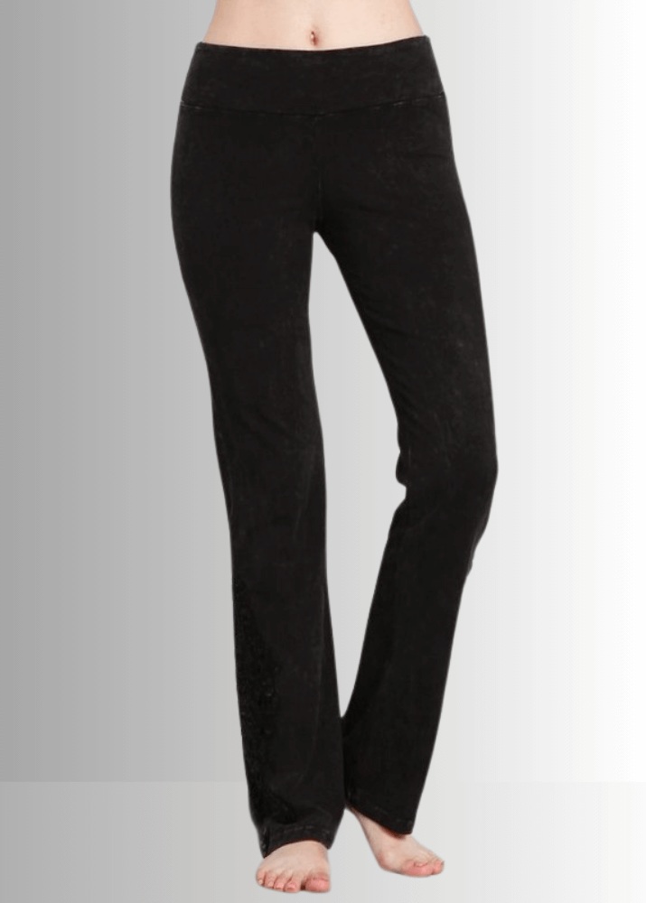 Mineral Washed Bootcut Jeggings Crochet DetaiL