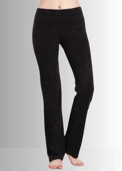 Mineral Washed Bootcut Jeggings Crochet DetaiL