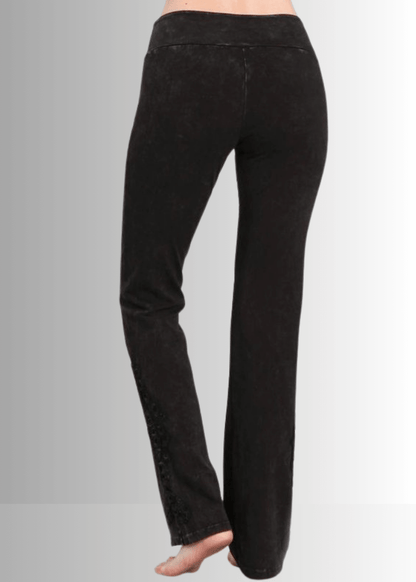 Mineral Washed Bootcut Jeggings Crochet DetaiL