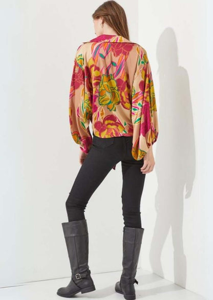 Color Pop Floral Kimono Cardigan Made in USA