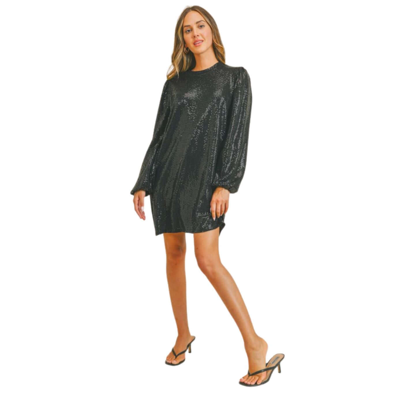 Glam Puff Sleeve Mini Dress Made in USA