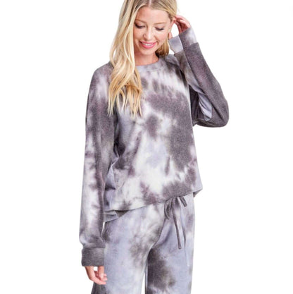 Plush Gray & Lavender Tie Dye Lounge Set Made in USA