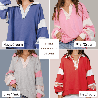 All Cotton Favorite Oversized Cotton Sweatshirt In Lavender Made in USA