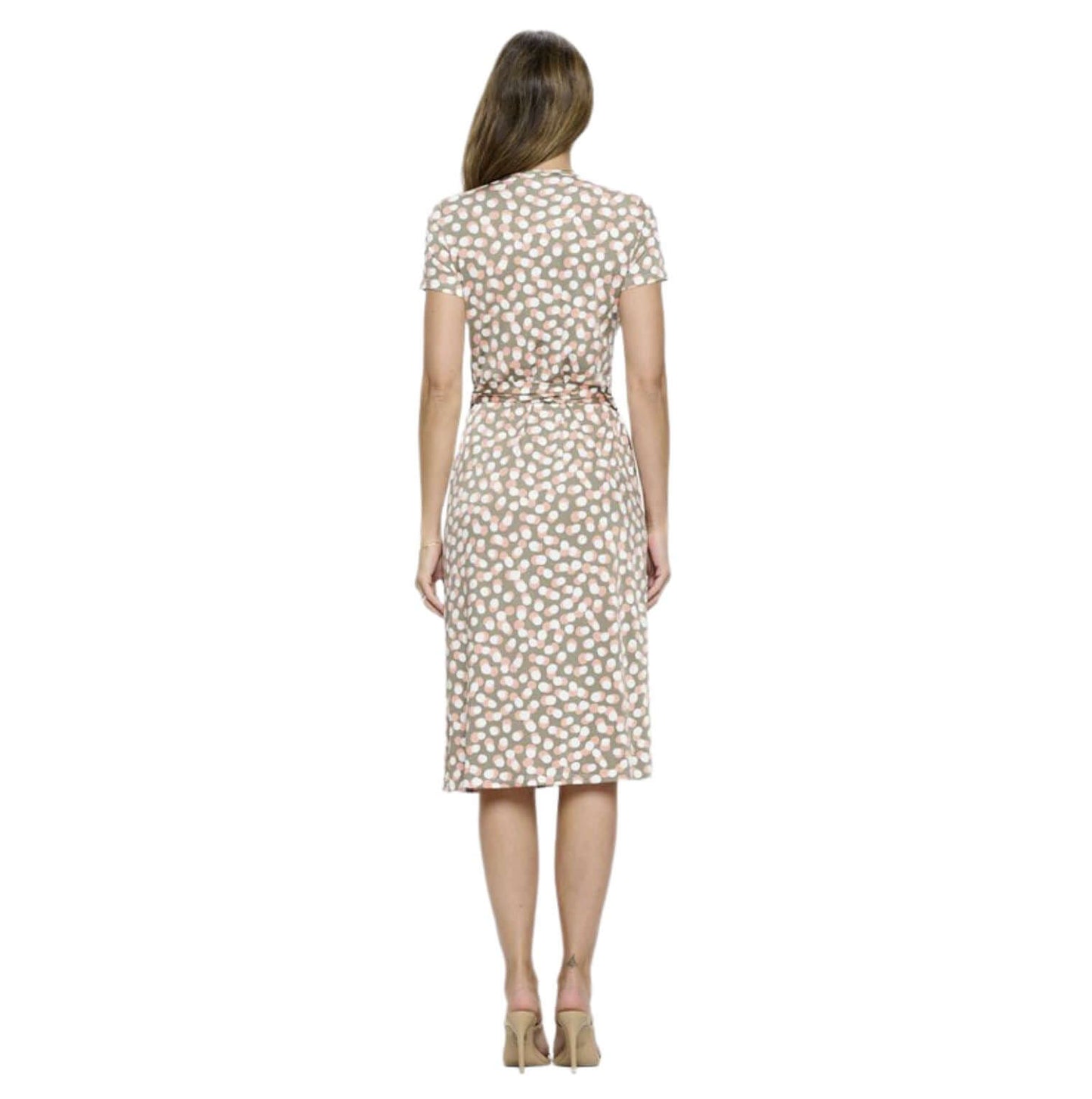 Flattering Polka Dot Print Wrap Dress Made in USA