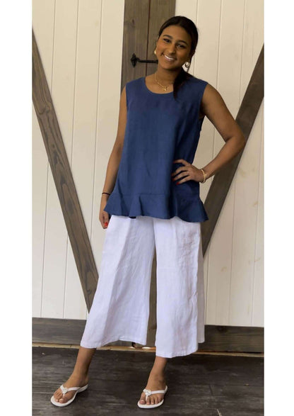 Linen Collection High Waist Gaucho Pants Made in USA