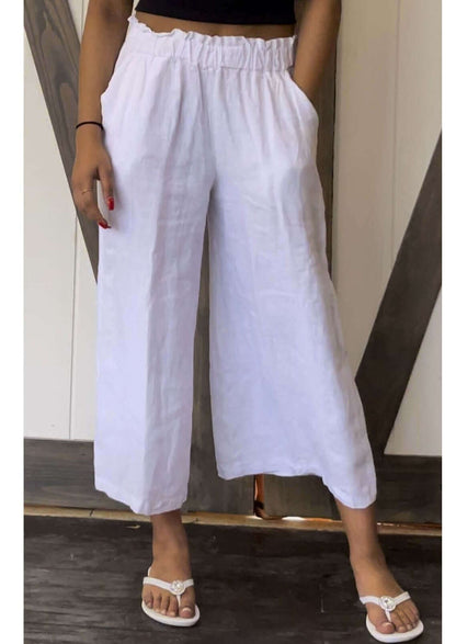 Linen Collection High Waist Gaucho Pants Made in USA