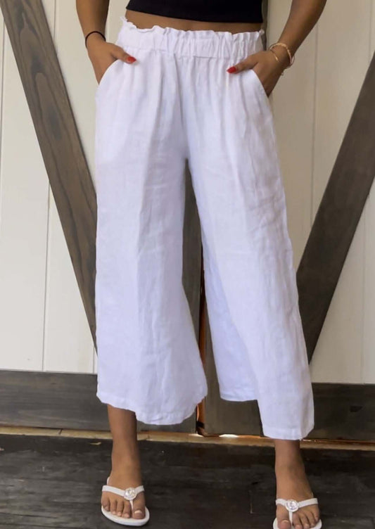 Linen Collection High Waist Gaucho Pants Made in USA