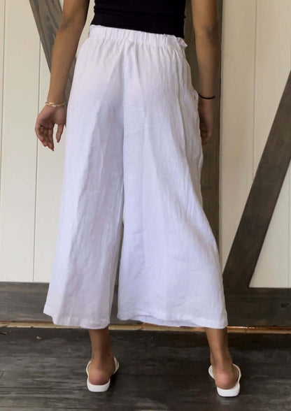 Linen Collection High Waist Gaucho Pants Made in USA