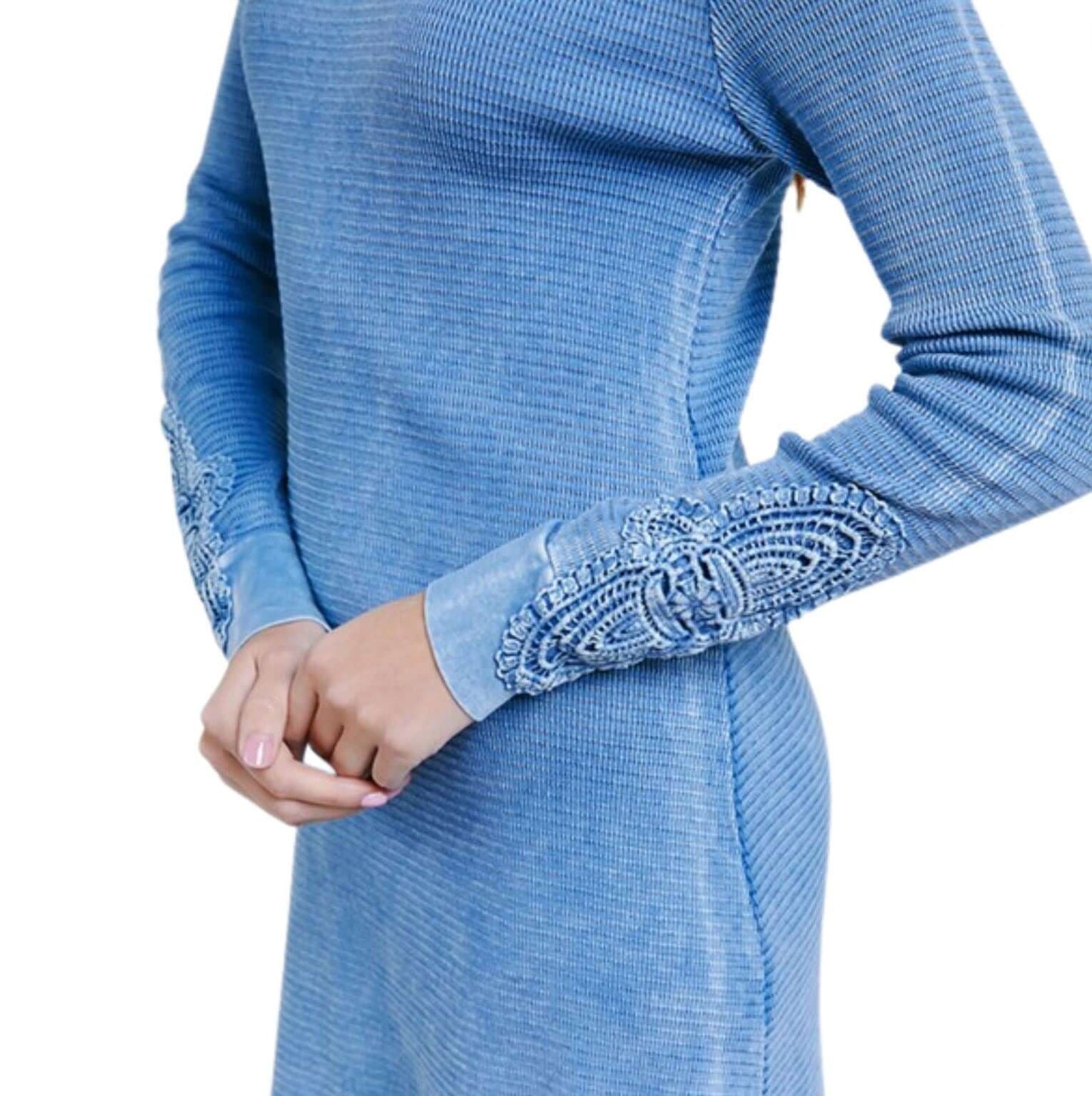 Crochet Cuff Textured Dress