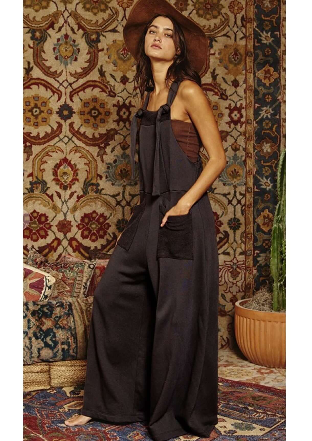 French Terry Slouchy Overall Jumpsuit Made in USA