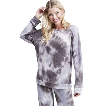 Plush Gray & Lavender Tie Dye Lounge Set Made in USA