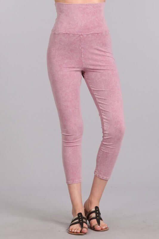 Rose Lilac Mineral Washed Capri Leggings
