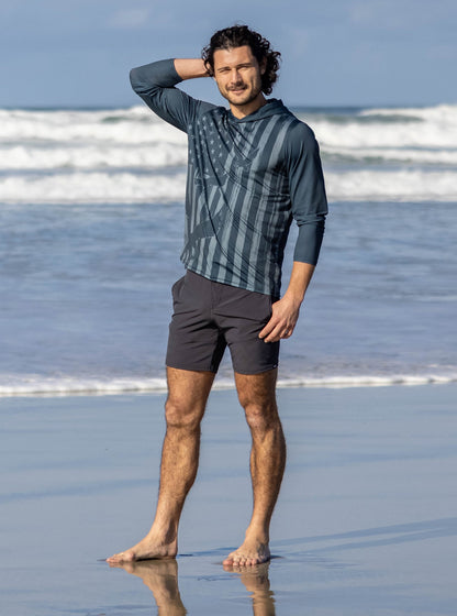 Eagle Flag Performance Mesh Charcoal Sun Hoodie