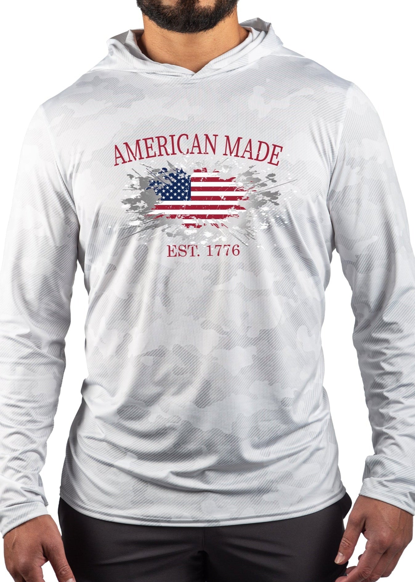 American Made Performance Mesh White Out Sun Hoodie
