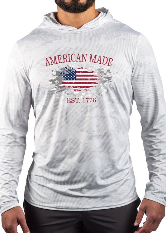 American Made Performance Mesh White Out Sun Hoodie