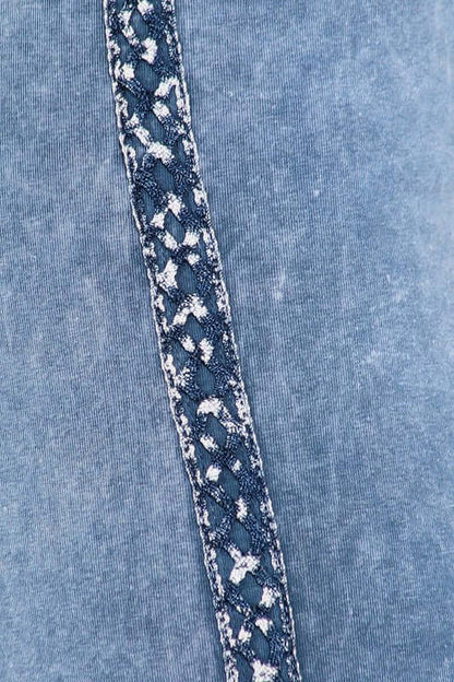 Crochet Striped Mineral Washed Capri Jeggings Made in USA