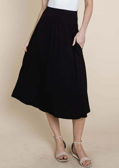Casual Black Midi Skirt Made in USA
