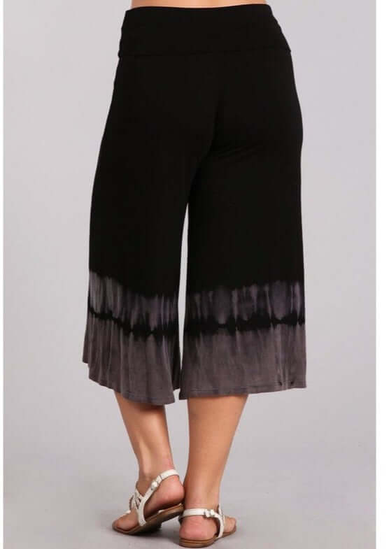 Fold Over Waist Gaucho Capri Pants Made in USA Plus Size