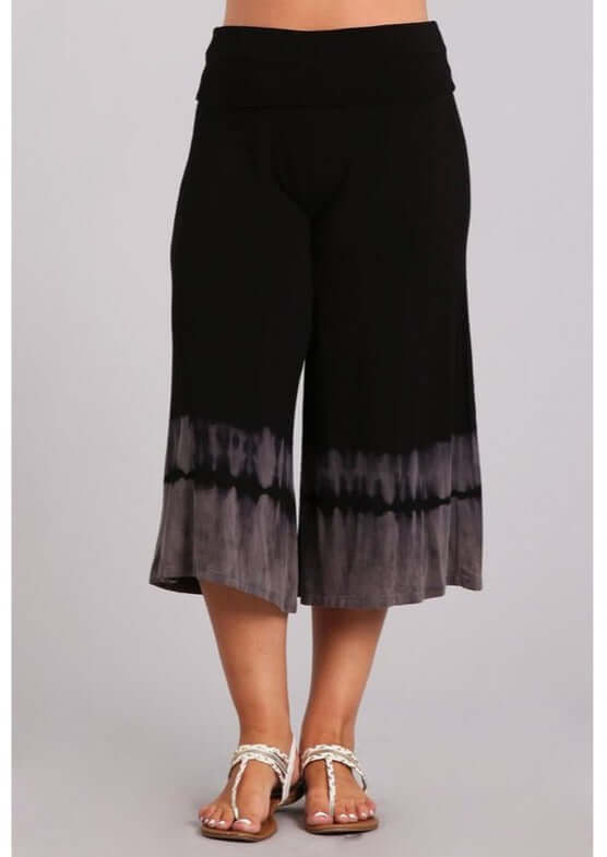 Fold Over Waist Gaucho Capri Pants Made in USA Plus Size