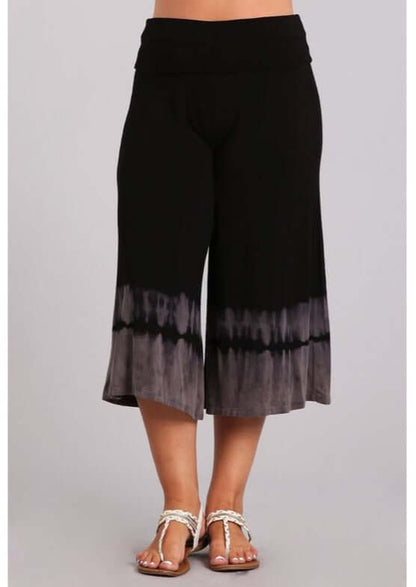 Fold Over Waist Gaucho Capri Pants Made in USA Plus Size