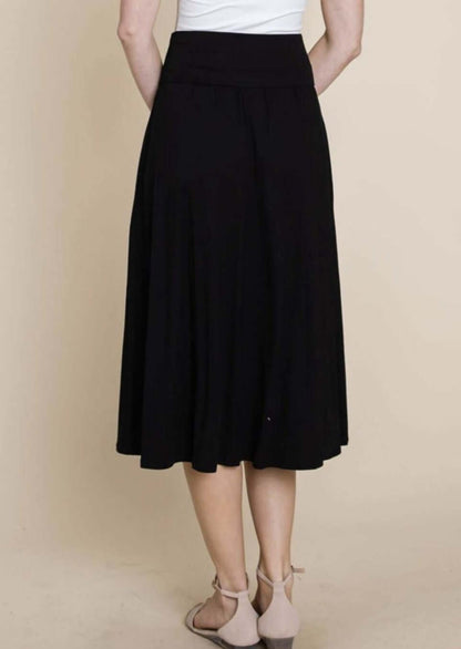 Casual Black Midi Skirt Made in USA