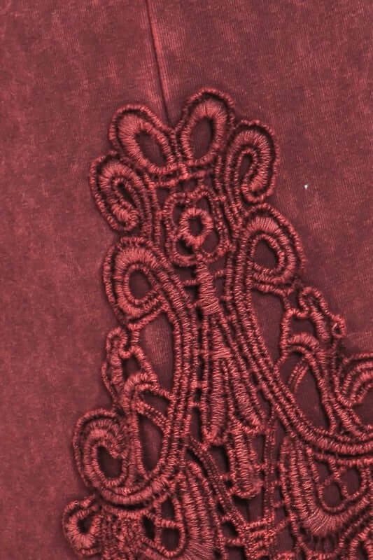 Mineral Washed Bootcut Jeggings Crochet Detail Made in USA