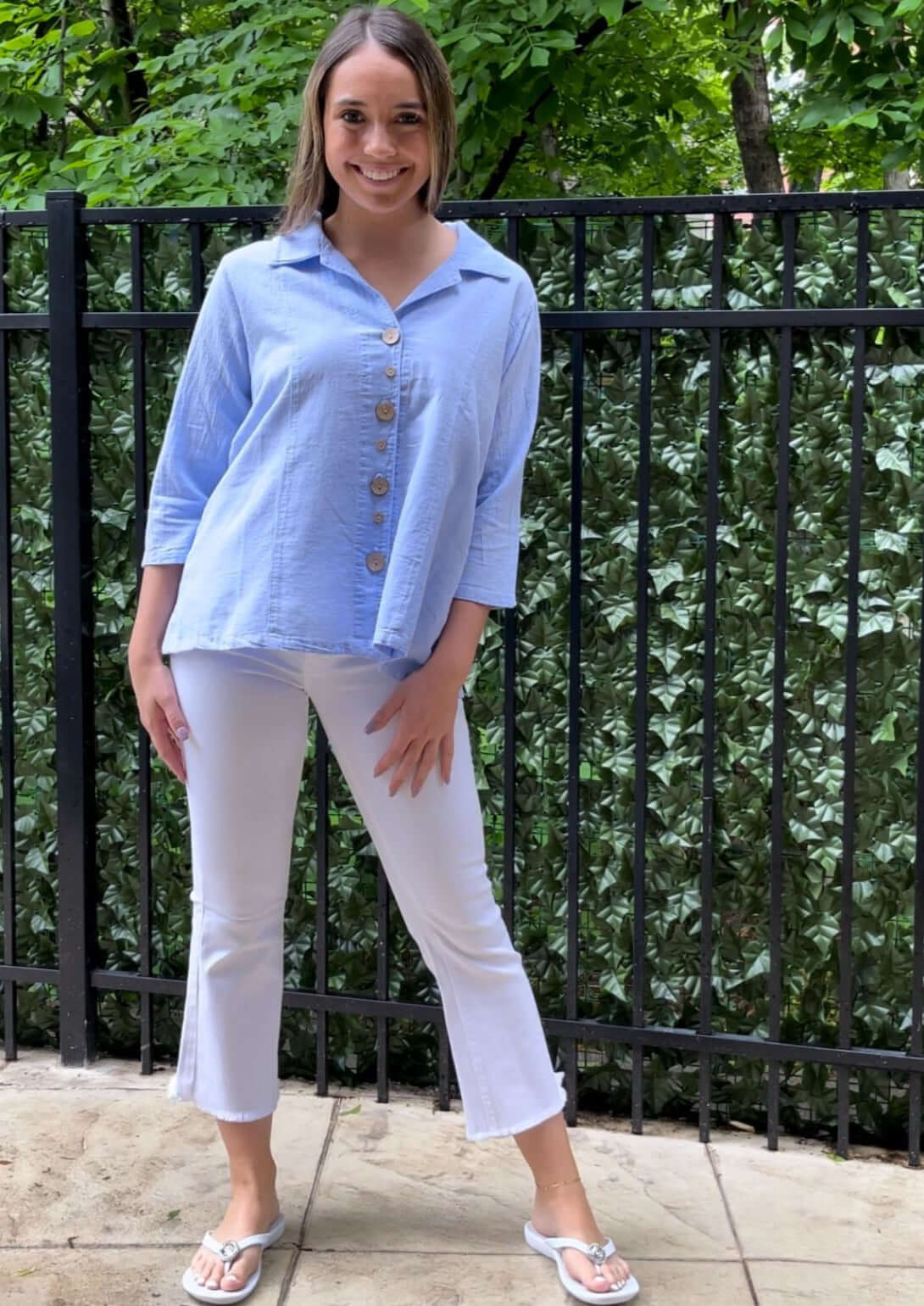 Stylish Alternating Button Top