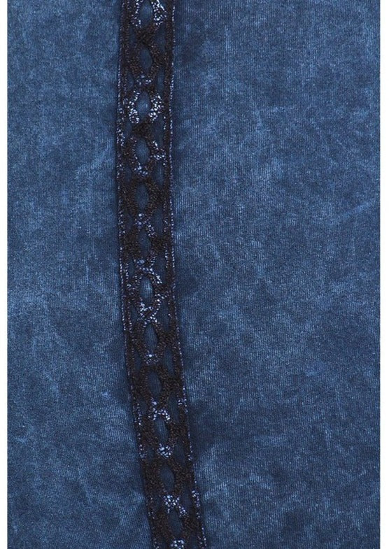 Crochet Striped Mineral Washed Capri Leggings Made in USA - Plus Size