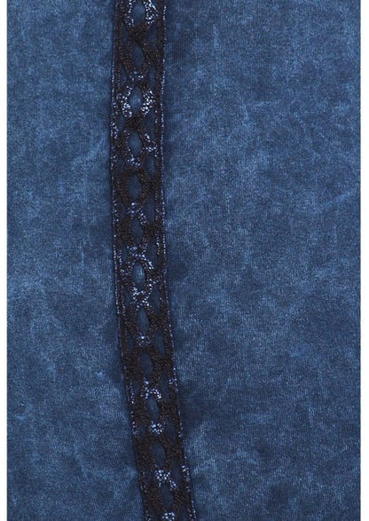 Crochet Striped Mineral Washed Capri Leggings Made in USA - Plus Size