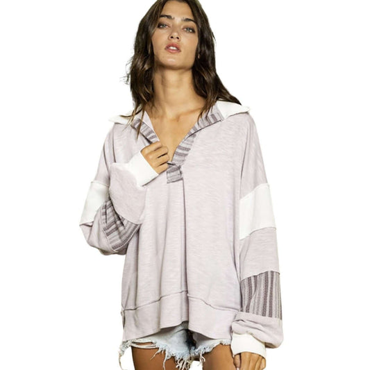 All Cotton Favorite Oversized Cotton Sweatshirt In Lavender Made in USA
