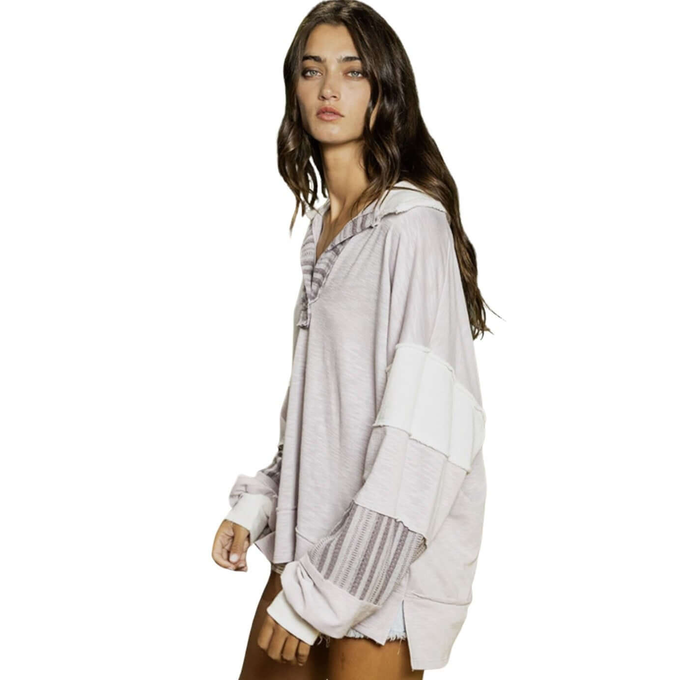 All Cotton Favorite Oversized Cotton Sweatshirt In Lavender Made in USA