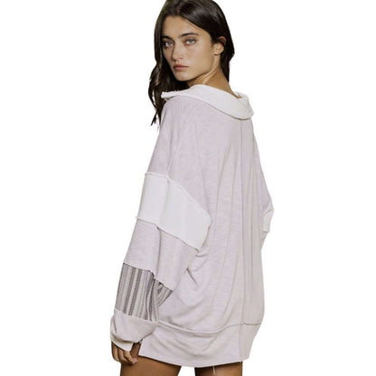 All Cotton Favorite Oversized Cotton Sweatshirt In Lavender Made in USA