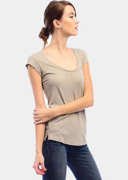 Scoop Neck Fitted Tee Made in USA