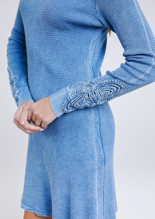 Crochet Cuff Textured Dress