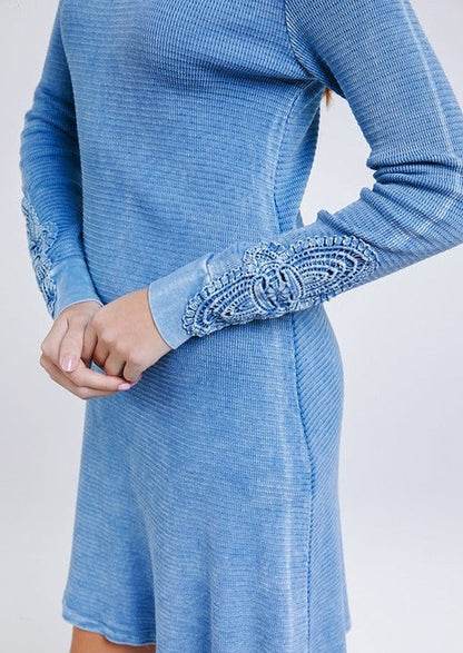 Crochet Cuff Textured Dress