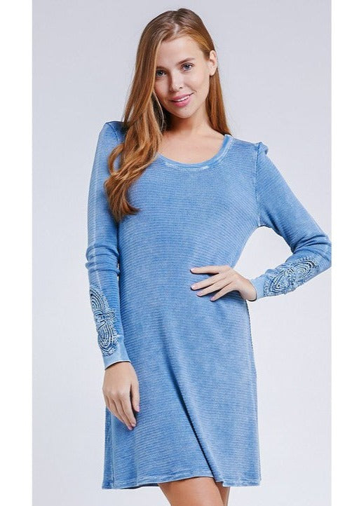 Crochet Cuff Textured Dress