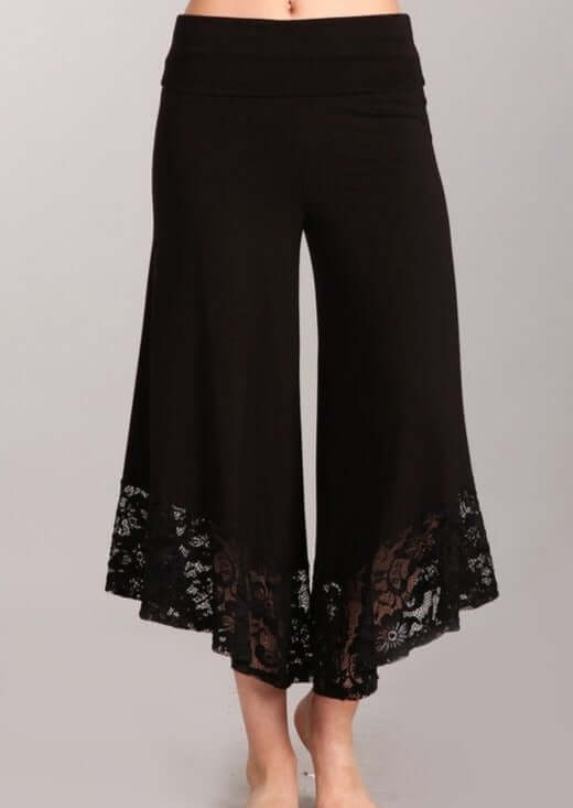 Lace Hem Gaucho Style Pants