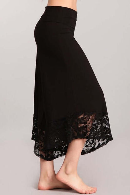 Lace Hem Gaucho Style Pants